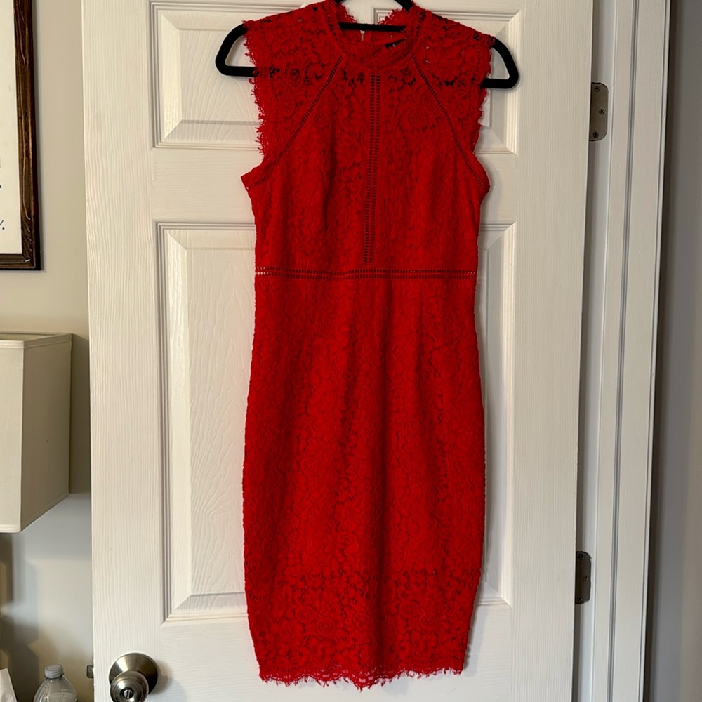 Red Bardot Eleni eyelet lace panel dress